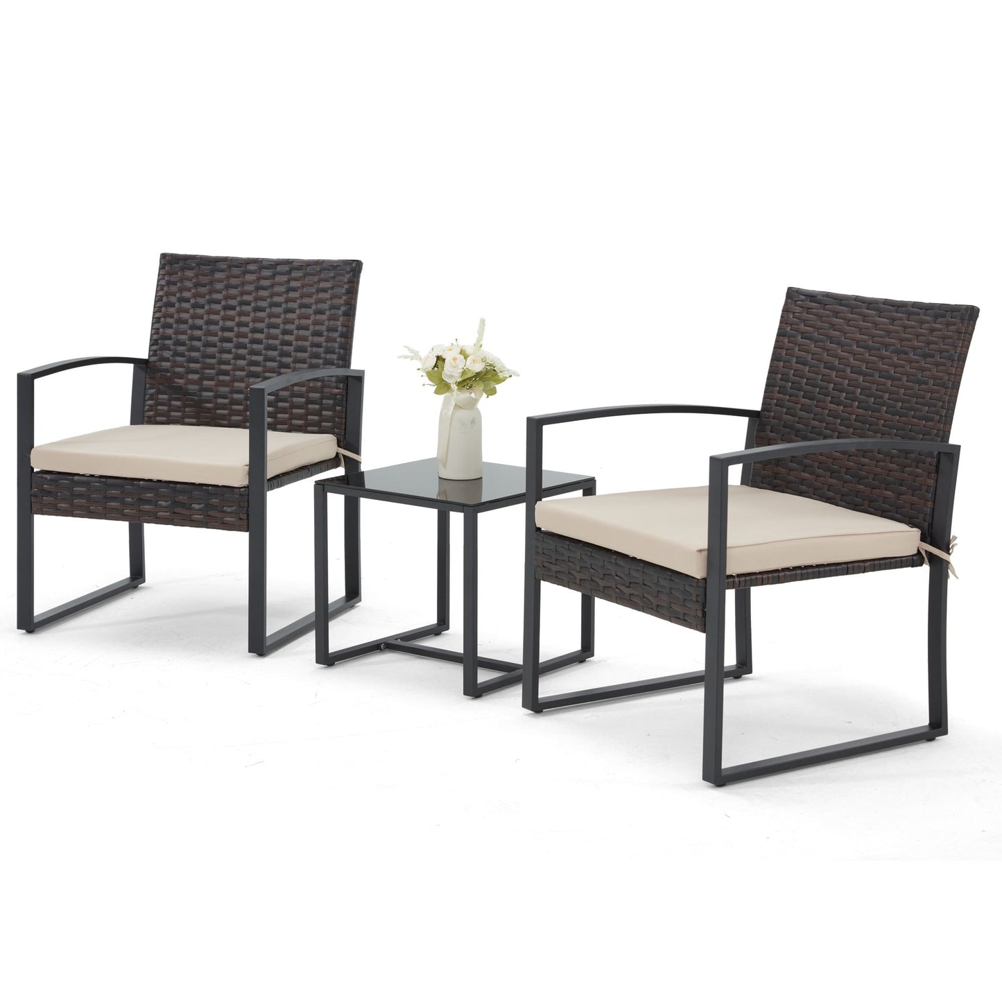 Bezseller 3pcs Outdoor Rattan Patio Furniture Set with Coffee Table