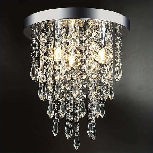 Modern Semi-Flush Mount Ceiling Light with Crystal Accents