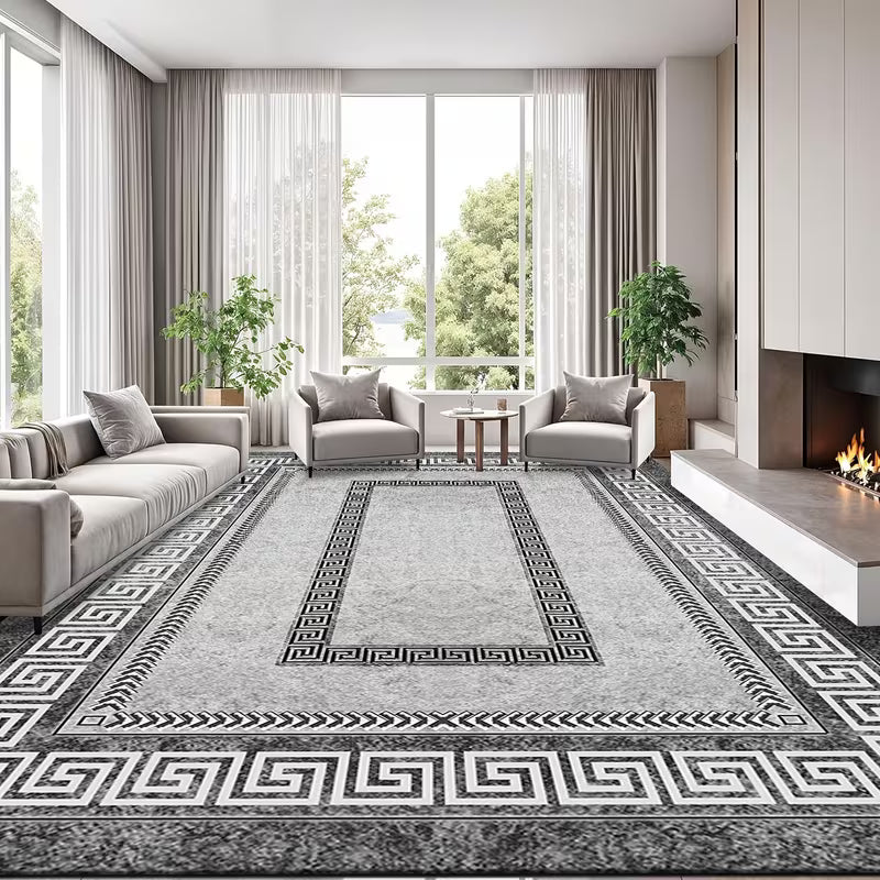 Velvet Area Rug with Non-Slip Backing, Machine Washable