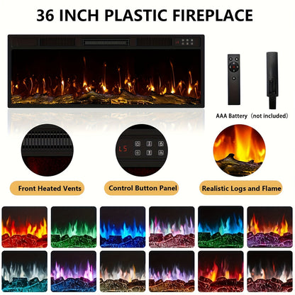 Fireplace TV Stand with 36-Inch Fireplace and LED Lights