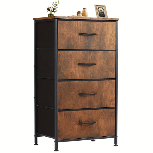 Slim Fabric Storage Dresser with 4 Drawers and Metal Frame