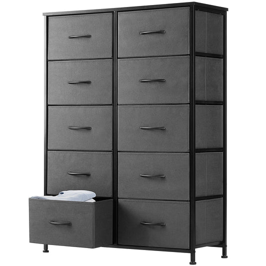 10-Drawer Storage Cabinet with Wood Tabletop