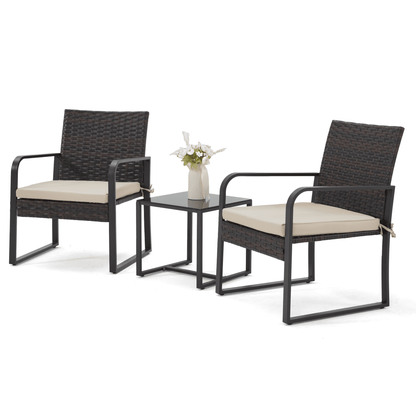 Bezseller 3pcs Outdoor Rattan Patio Furniture Set with Coffee Table