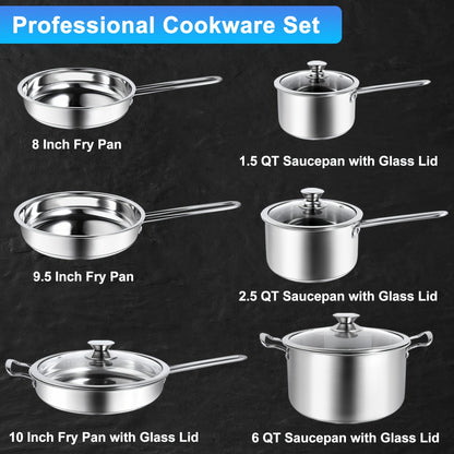 10-Piece Stainless Steel Cookware Set