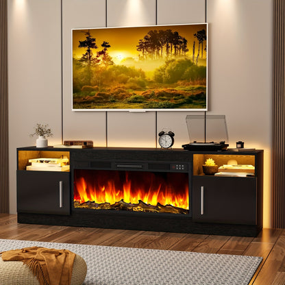 Fireplace TV Stand with 36-Inch Fireplace and LED Lights