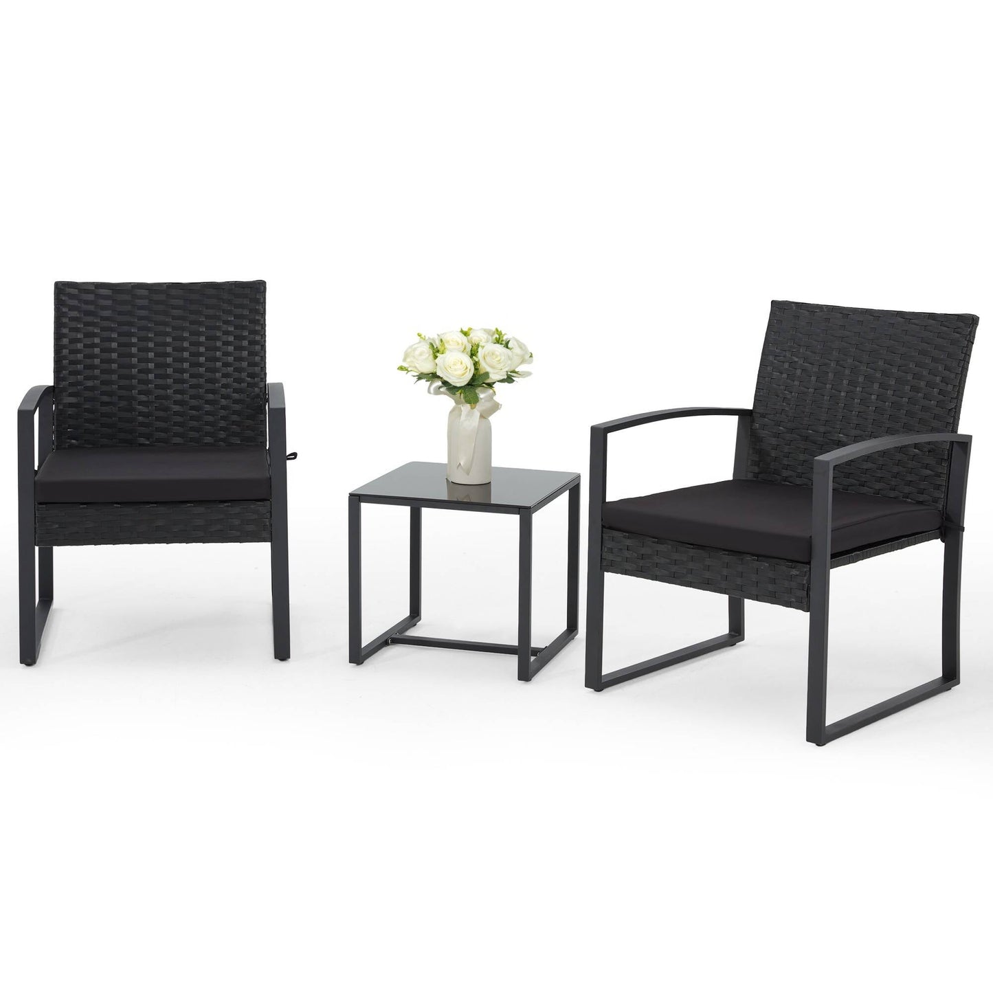 Bezseller 3pcs Outdoor Rattan Patio Furniture Set with Coffee Table